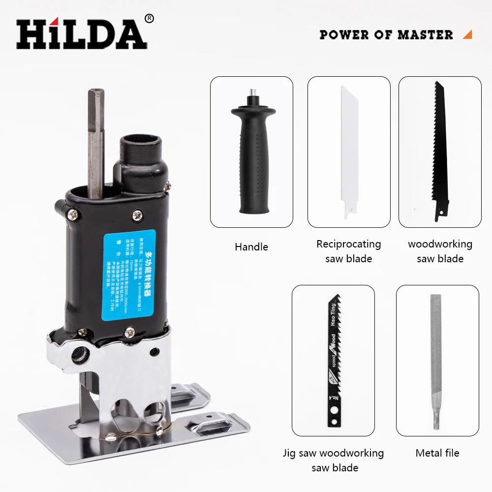 HILDA Reciprocating Saw Power Tool Reciprocating Saw Metal Cutting Wood Cutting Tool Electric Drill Attachment With Blades