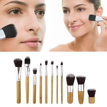 

11Pcs Professional Makeup Brushes Lip Liner Eyeshadow Foundation Brush + Sponge Puff Concealer Make Up Tools Essential Sets