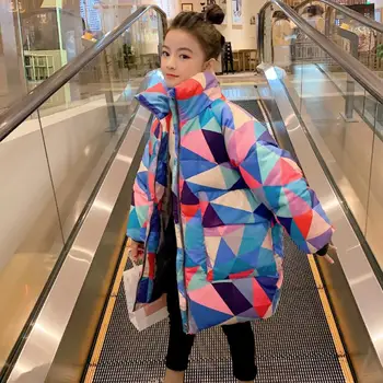 

Baby girl clothes cotton coat Children oversize warm park for girls Hit colors stitching outerwear kids Winter jackets Y2543