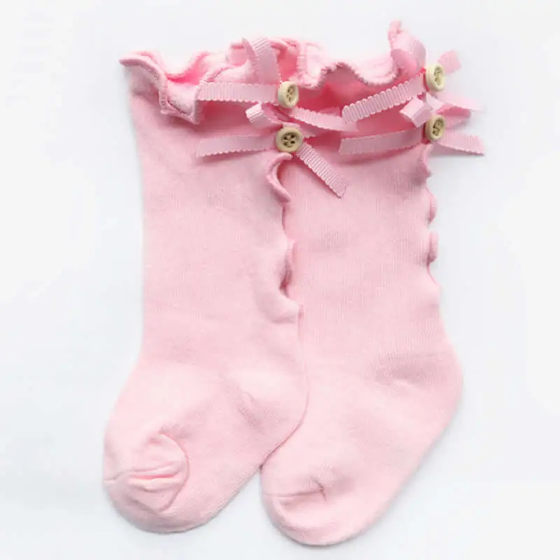 Весенне-осенние новые хлопковые носки детские носки для маленьких девочек с бантиком, носки для маленьких девочек Гольфы принцессы с бантиком и ушками - Цвет: 3 to5year pink ear