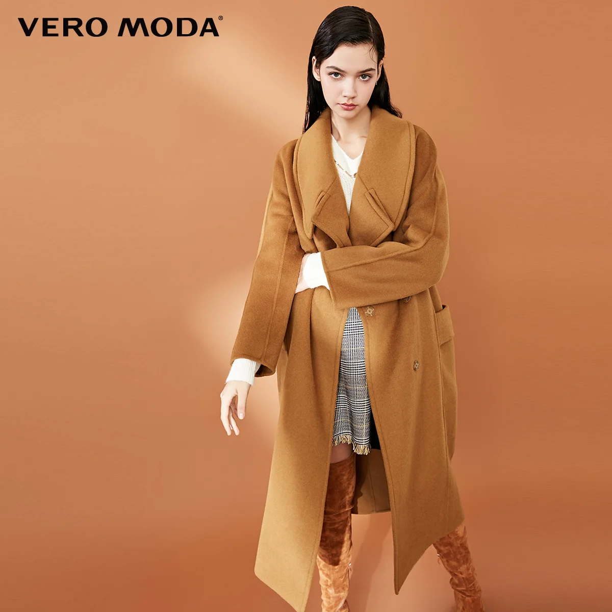 Palisander green s Vero Moda женское о-образное длинное тяжелое шерстяное пальто с боковым карманом | 318327535 - Цвет: Palisander green s