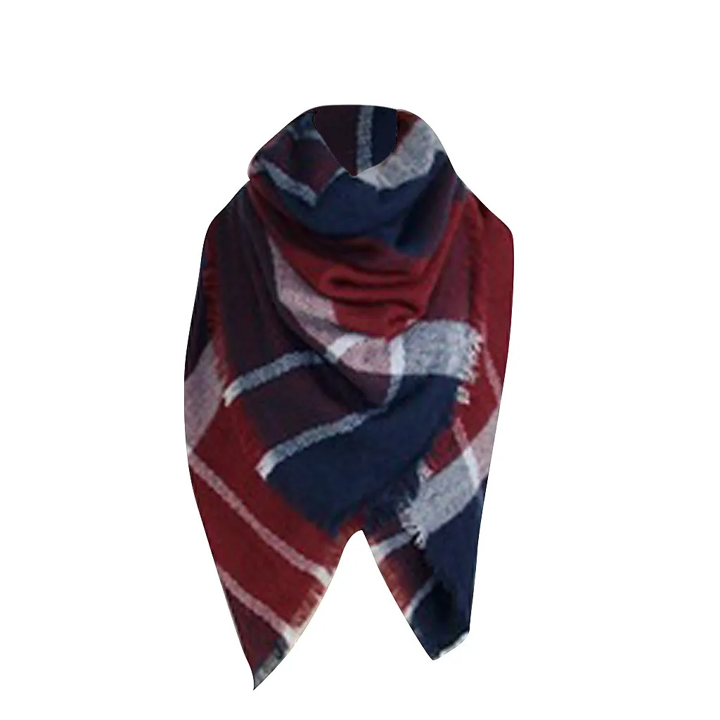 

Women Winter Warm Plaid Ring Scarf Neck Warmer Wrap Collar Cashmere Scarves warm neck Blanket lady luxury Scarf 2019 #YL5