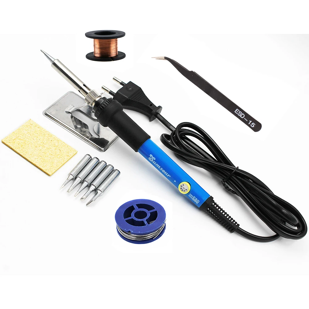 60W Iron Kit Горячие Продажи 220 В 60 Вт Регулируемая Температура Электрический Паяльник Мини Припоя Ручка Тепло Карандаш С 5 шт. Советы ЕС Plug - Цвет: 60W Iron Kit