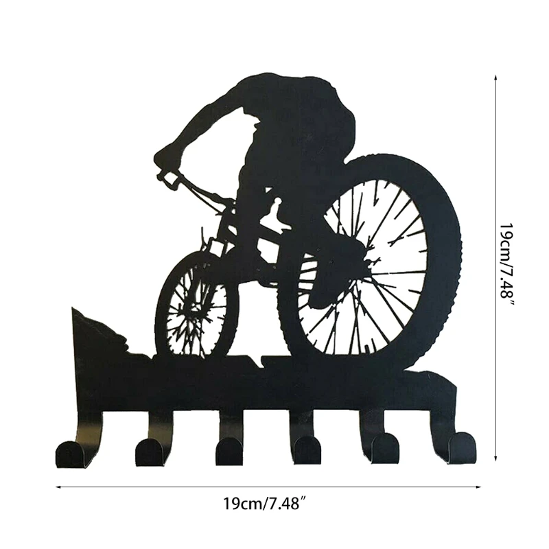 Mountain Bike Gear Rack Metal Wall Decor Biking Bicycle Wall Art Key Hooks Vintage Hanger Rack for Coat