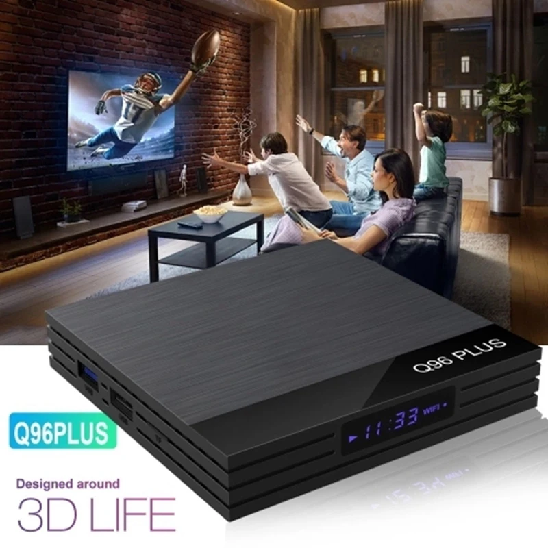 Q96 PLUS Smart Android 8.1 TV Box RK3328 Quad Core 4K 1080P Set Top Box VP9 H.265 BT4.0 4GB/32GB Miracast DLNA WiFi LAN HD Media