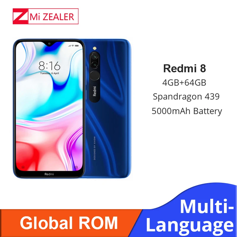 Смартфон Xiao Redmi 8 с глобальной прошивкой 4 Гб ОЗУ 64 Гб ПЗУ Snapdragon 439 10 Вт Быстрая зарядка 5000 мА батарея мобильного телефона