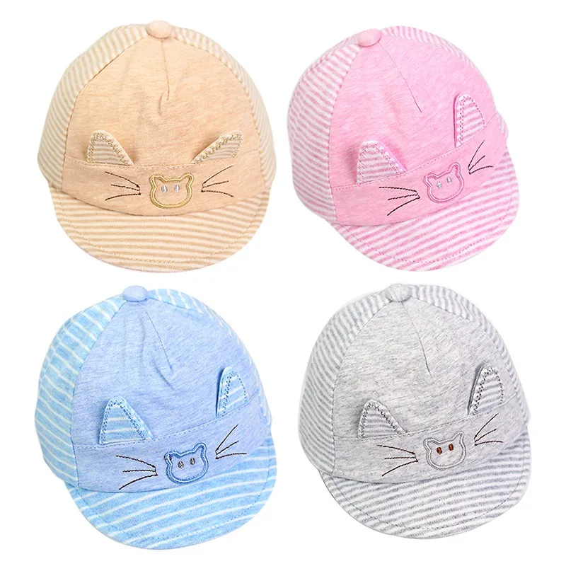 

Toddler Girls Boys Adjustable Ball Hat Baby Girl Cute Baseball Cap Cotton Breathable Animal Cat Printed Visors Hats for 0-4Month
