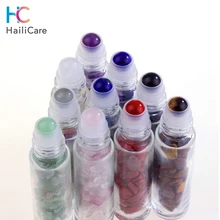 10 шт. флаконы для эфирного масла с драгоценными камнями многоразовые роликовые бутылки для хранения целебных хрустальных чипсов бутылки с полудрагоценными камнями