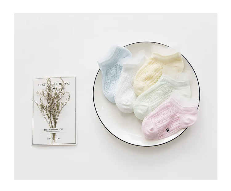 [ Hollow out No-show Socks] Spring And Summer Lace Mesh Thin Cotton Medium And Small Infants Children Baby Socks