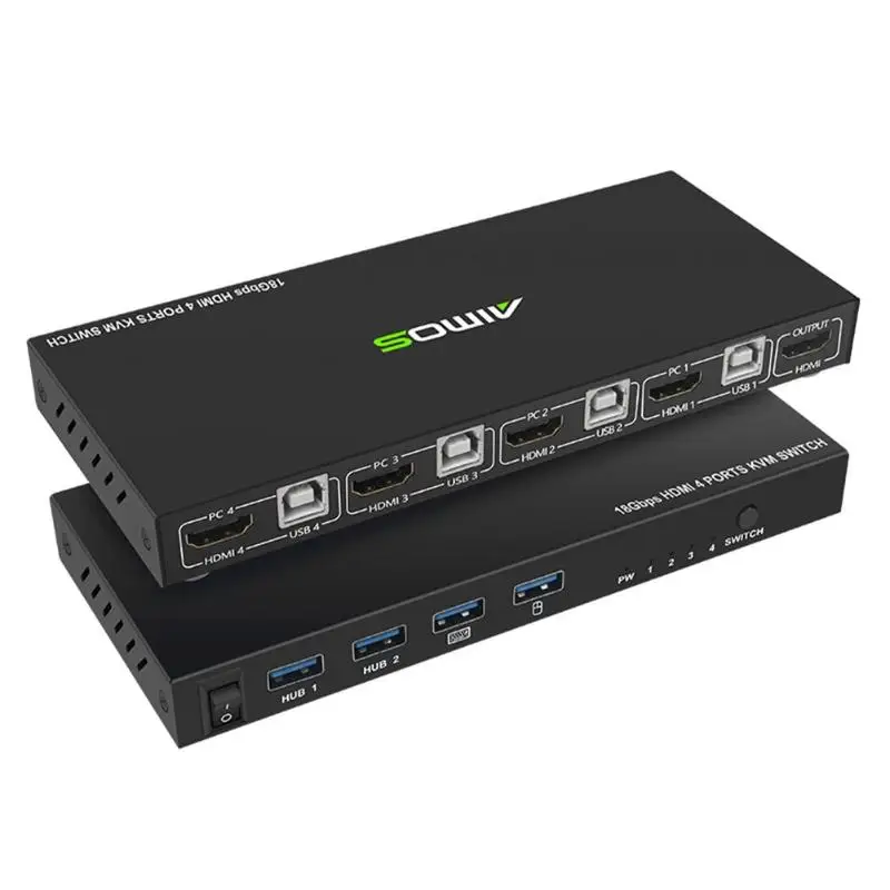 AM-KVM401 18Gbps 4K 4 Input 1 Output KVM Switch HDMI 2.0 Screen Switcher Mouse Keyboard USB sharer AM-KVM401 18Gbps 4K 4 Input 1 Output KVM Switch HDMI 2.0 Screen Switcher Mouse Keyboard USB sharer