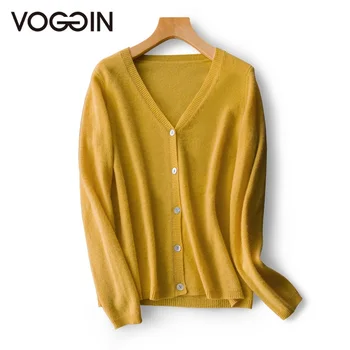 

VOGGIN Cashmere cardigan sweater women 2020 V neck full sleeves Winter Warm Soft Cardigan basic top Knitting wear new arrival