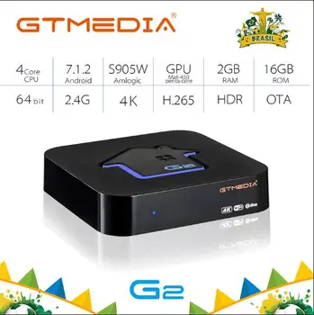 

Android 7.1 GTMEDIA G2 TV Box 2GB 16GB BRAZIL Set Top Box 2.4G Wifi 4K Netflix Youtube Media player Free Apps Very Fast top Box