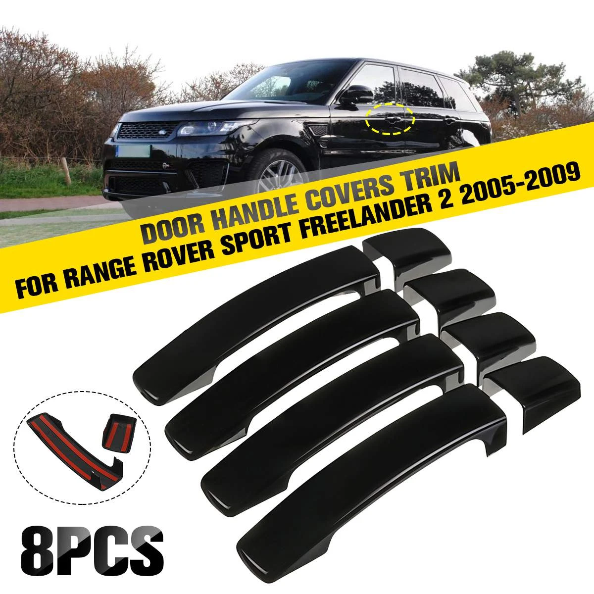 ドアハンドル用カバー 光沢のある黒 ランドローバーレンジレンジスポーツディスカバリー3フリーランダー05 09個 Exterior Door Handles Aliexpress