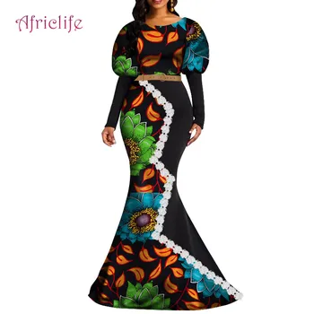 

Good Quality New Feeling Africa Clothing Sexy Lady Clothes Lantern Long Sleeve Plus Size 100% Cotton Slim Beautiful Dress WY4688