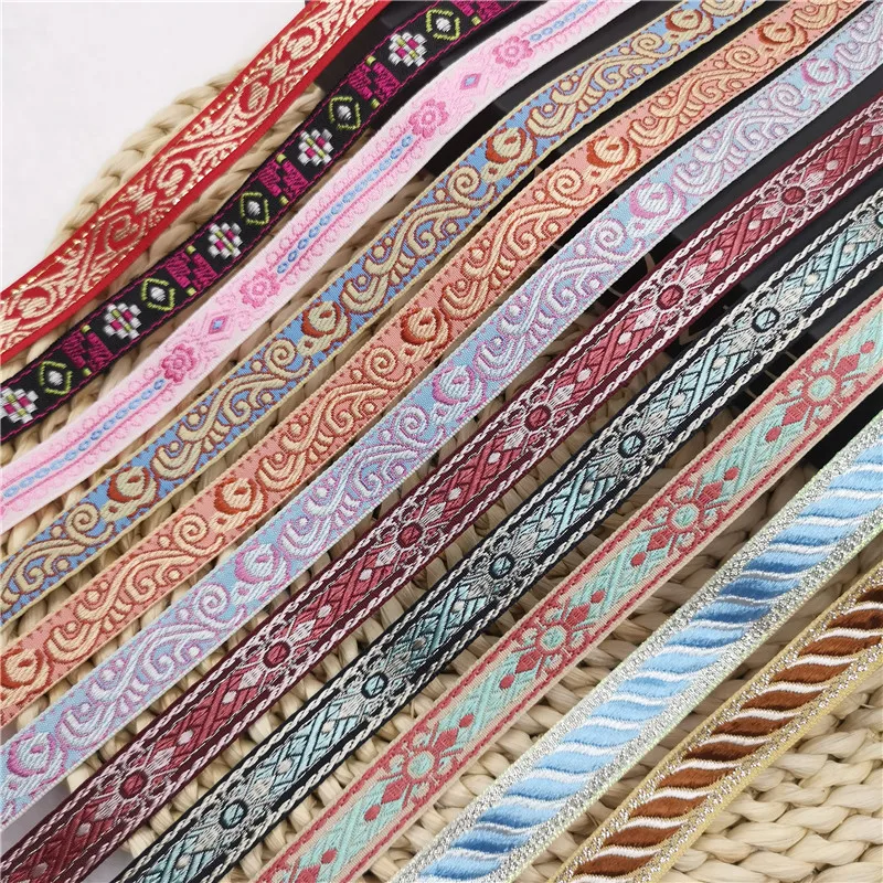 Ribbon Supplies 5 Yards 15MM Princess Aristocrati Colors Embroidered Jacquard Ribbons DIY Dog Collar And Hats Webbing Strip