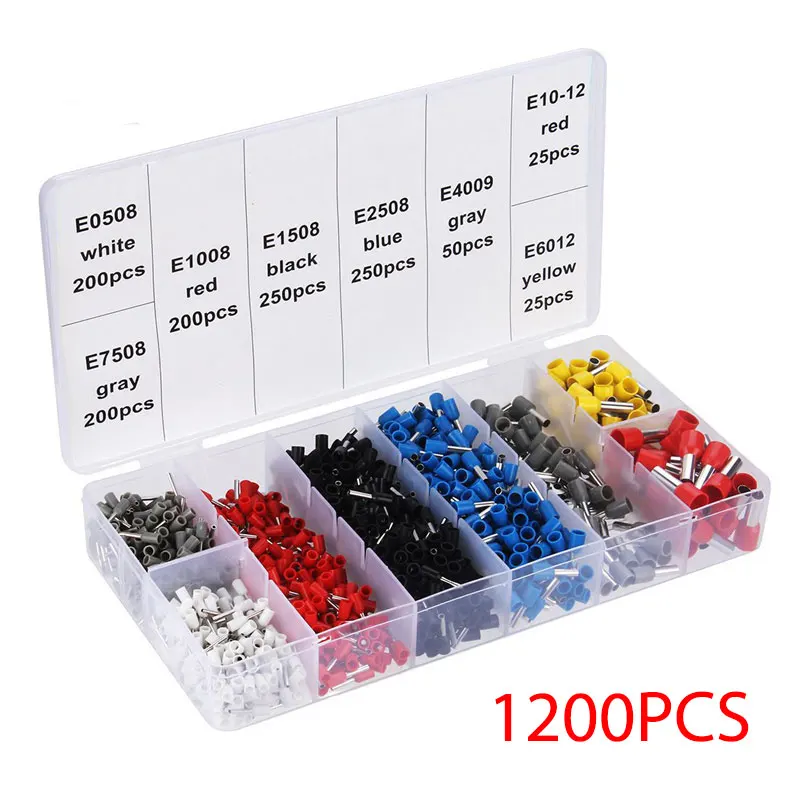 

800/1200/1800Pcs Insulated Cord Pin End Terminal Bootlace Ferrules Kit Wire Copper Terminal Sets