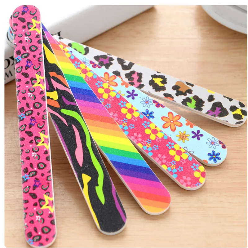 5 шт./компл. прочный гвоздь Полировщики для ногтей файл случайный принт полировка наждачной бумагой для маникюра натуральных ногтей файлы косметики для макияжа косметический инструмент