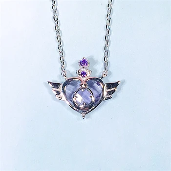 

Anime Cartoon Sailor Moon The Crisis Moon Compact Love Heart 925 Sterling Silver Pendant Necklace Customized Cosplay Gift Props