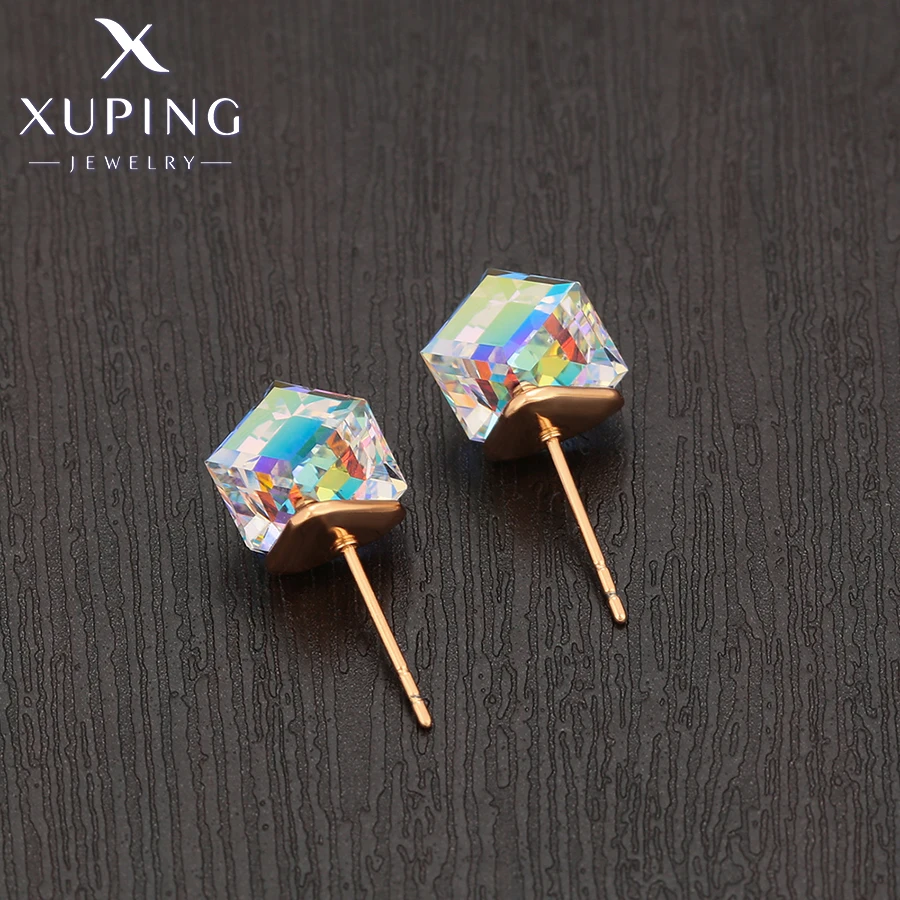 Xuping Schmuck Elegante Quadratische Gold Farbe Einfache Sommer Verkauf Charme Kristall Stud Ohrringe für Frauen Geschenk ZBE243 – Detail 9
