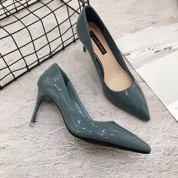 

Fashion Casual Slip-On Women Basic Pumps Spring Autumm High Thin Heels Single Shoes Shallow Pointed Toe Ladies Pumps