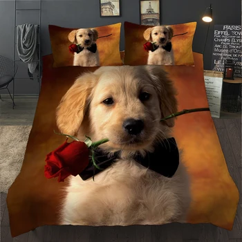 

3D Digital-printing Bedding Linens Set Pet Dog Cat Quilt Cover Bedclothes Pillowcase Children Bed Twin Bedding Duvet Cover Set