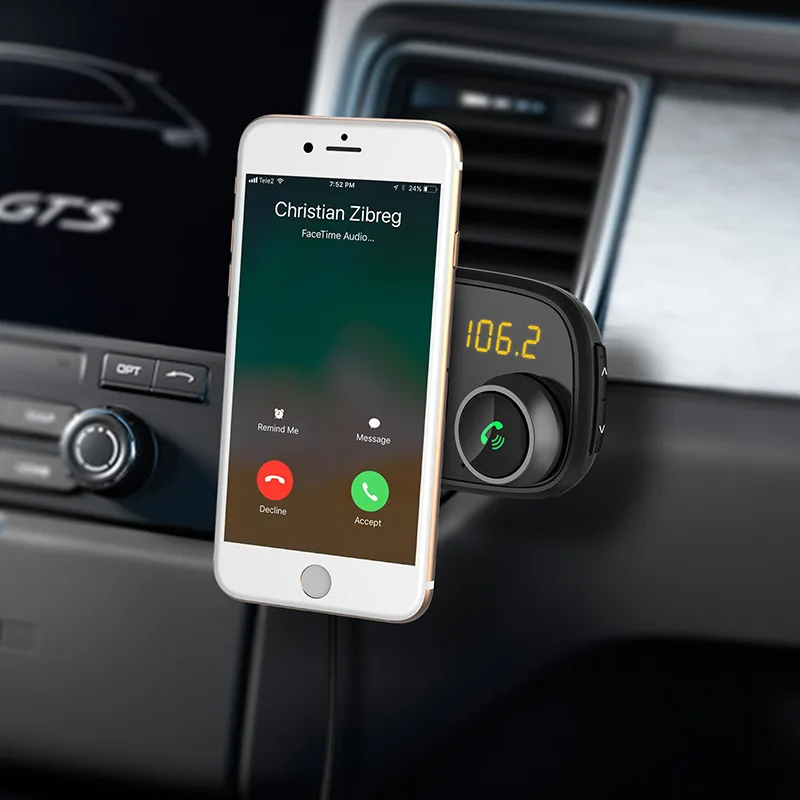 Автомобильный Bluetooth fm-передатчик с магнитным держателем для телефона QC 3,0 зарядка MP3 музыкальный плеер JHP-лучший