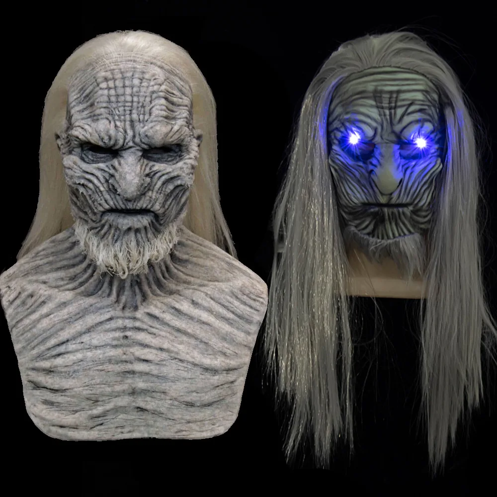 2021 Halloween Mask Long Haired Night King Headgear Horror Latex Face Masks Cosplay Wig Props | Дом и сад