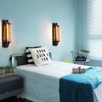 

American Traditional Glass Lamp Shade Bedside LED Wall Lamp Attic Balcony Corridor Living Room Decorates Lamps and Lanterns