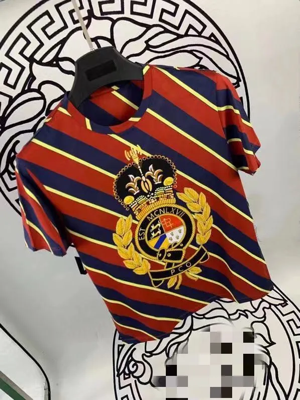 AH12137Fashion мужские топы и тройники Подиумные Роскошные известный бренд Европейский дизайн Короткие вечерние футболки с принтом мужская одежда