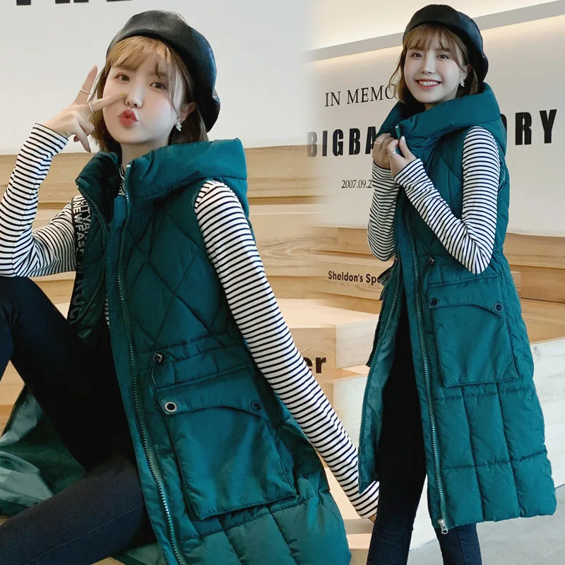 

Large Size Down Cotton Vest Women's Korean Style Solid Sleeveless Winter Keep Warm Winter Vest Coat Loose Thick Fashion Vest