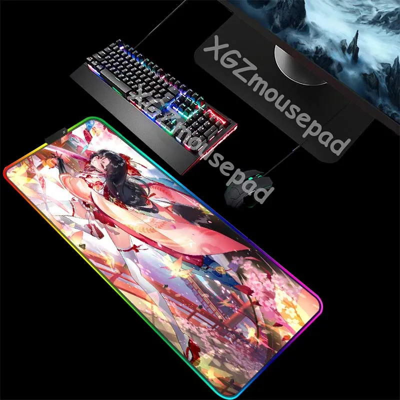 XGZ Аниме Сексуальная танцующая девушка HD фехтовальщик на заказ большой RGB игровой коврик для мыши Черный замок край компьютерный стол коврик резиновый нескользящий Xxl
