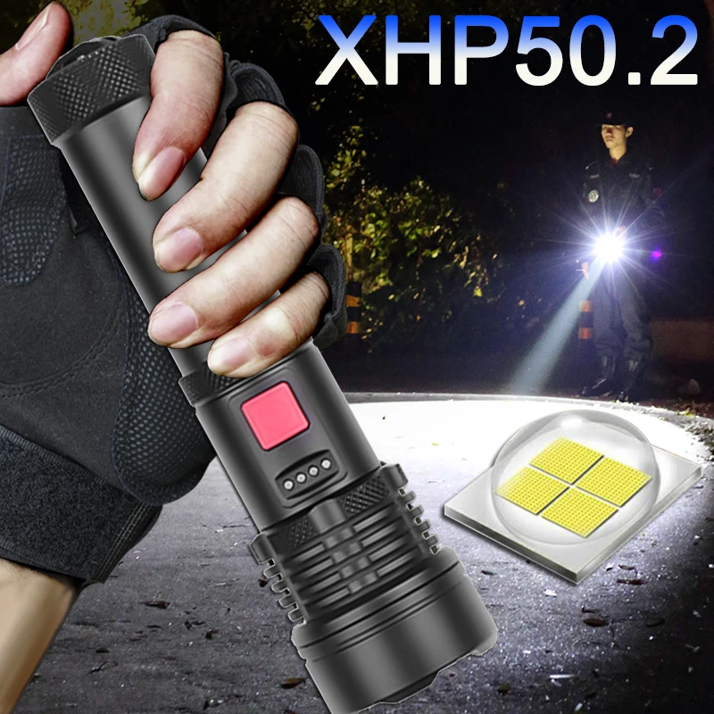 Мощный XHP50 светодиодный фонарик масштабируемый фонарь встроенный 18650 USB