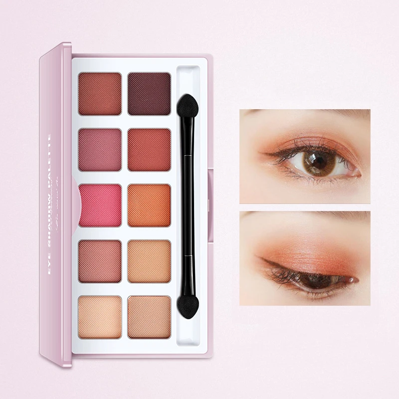 Матовый телесный 10 цветов блестящие тени для макияжа Pallete матовые тени для век Палитра мерцающий блеск алмазные тени для век порошок пигмент