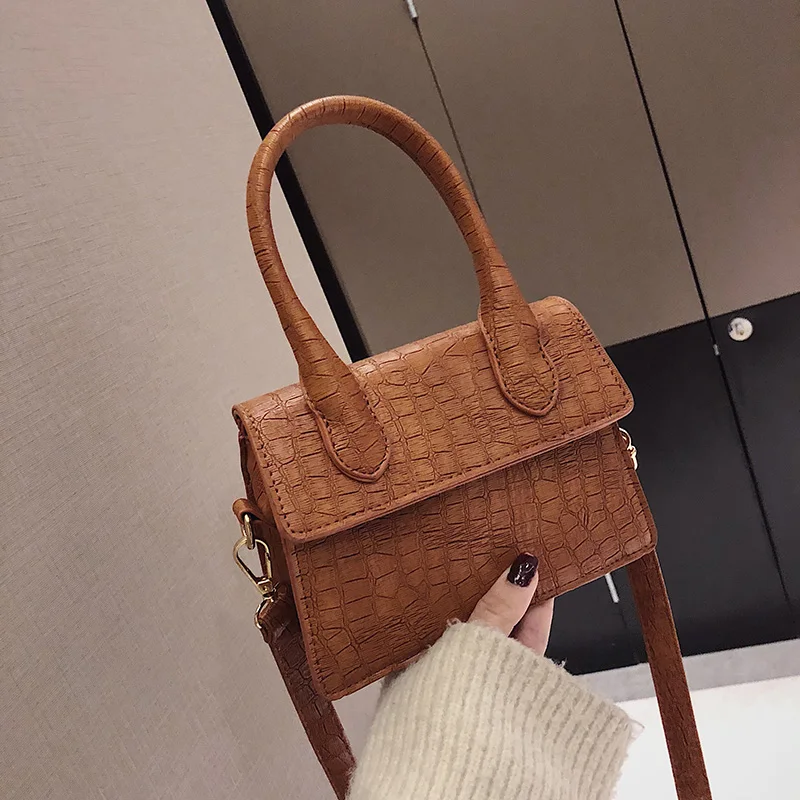 

2019 Luxury Handbags Famous Brand Women Shoulder Messenger Bags Designer High Quality Leather Small Croco Bag Sac A Main Brown