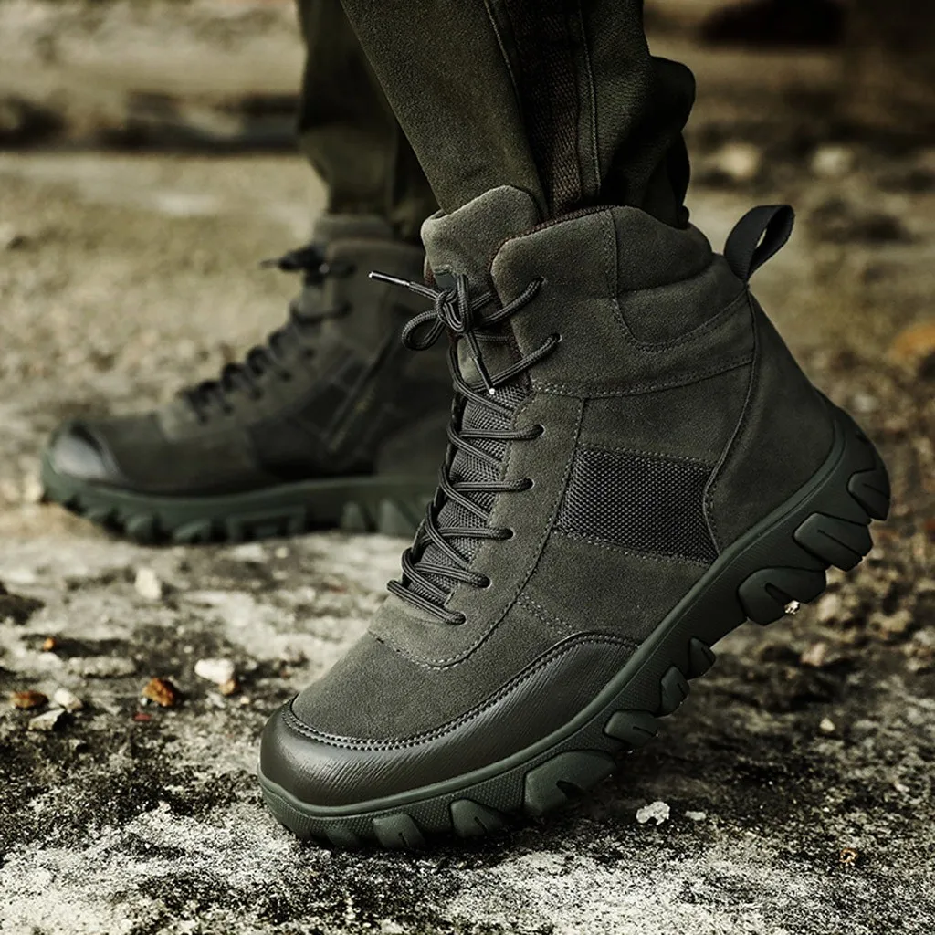 Men's shoes Non-slip Mountaineering Sport Shoes Tactical Mountaineering Tooling Shoes Keep Warm Plush Insole Hiking Snow Boots