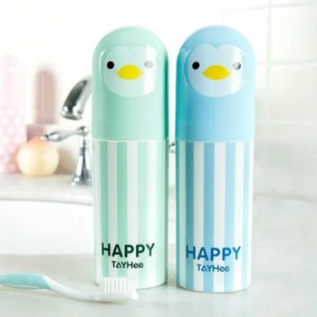 

1pc Portable Penguin Cartoon Toothbrush Cup Travel Mug Toothbrush Toothpaste Holder Case Cup Holder Storage Box for Hiking