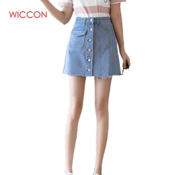 

High Quality Denim Shorts Skirts Women 2020 Summer High Waist Skorts Skirts Slim Blue Short Jeans Vintage Short Feminino