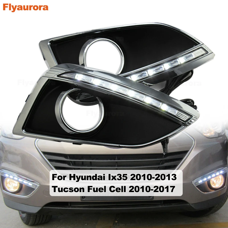 

Светодиодные дневные ходовые огни DRL, противотуманные фары для Hyundai Ix35 2010-2018 Tucson, топливная ячейка 2010-2019, ограниченный спортивный выпуск, 4 двери