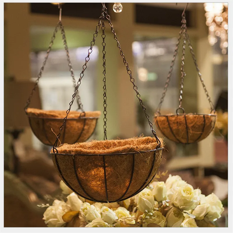 Hanging Coconut Vegetable Flower Pot Basket Liners Planter Garden Decor Iron Art Garden Flower & Planters Pots