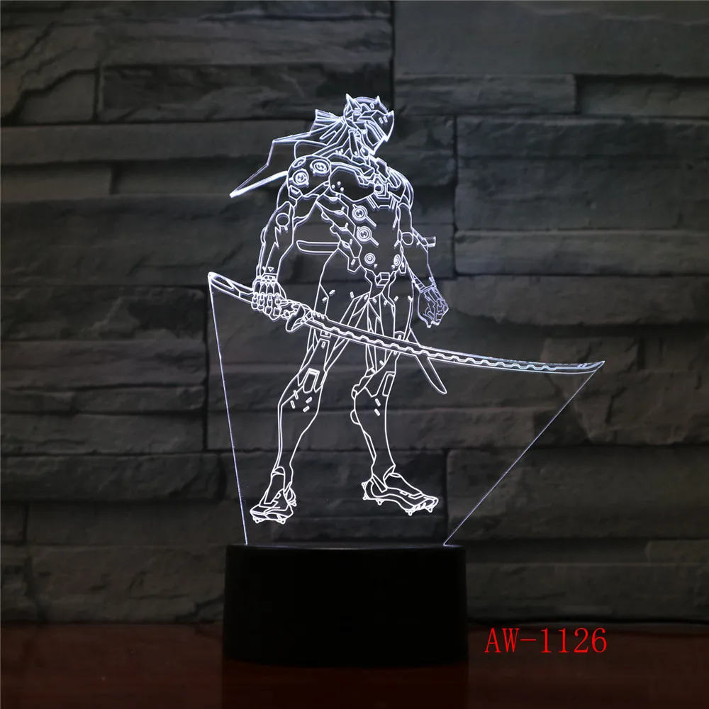 Мультфильм аниме Рисунок 3D Оптическая иллюзия настольная лампа настроения Сенсорный пульт дистанционного управления 7 цветов домашний свет дети подарок 1126