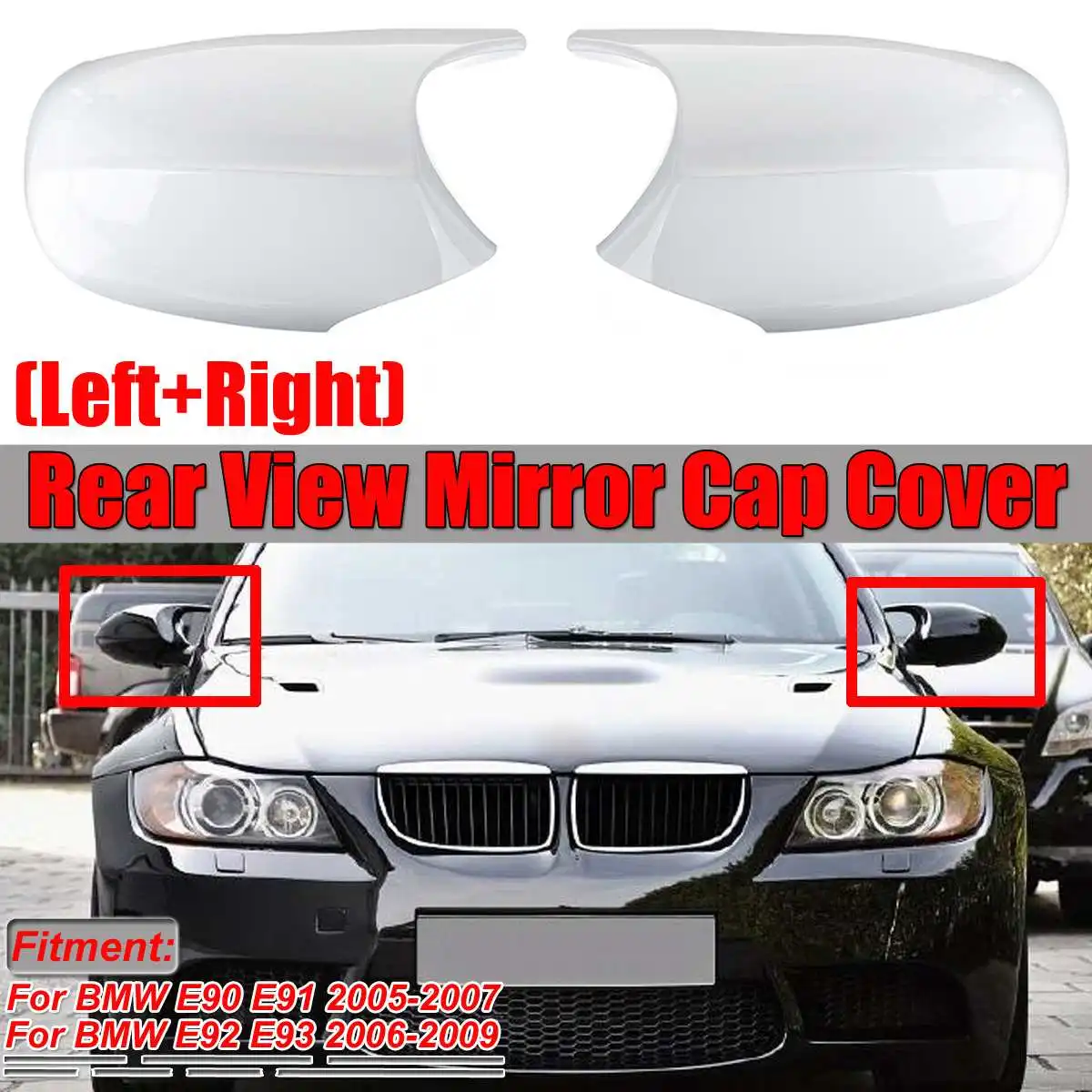 

M3 Style White E90 Mirror Cover Car Rear View Side Mirror Cover Cap Cover Replacement For BMW E90 E91 2005-2007 E92 E93 2006-09