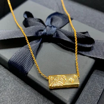 

UMGODLY Fashion Yellow Gold Color Yellow Gold Color Serpent and Stars Necklace Rectangle Multi Patterned Pendant Women Jewelry