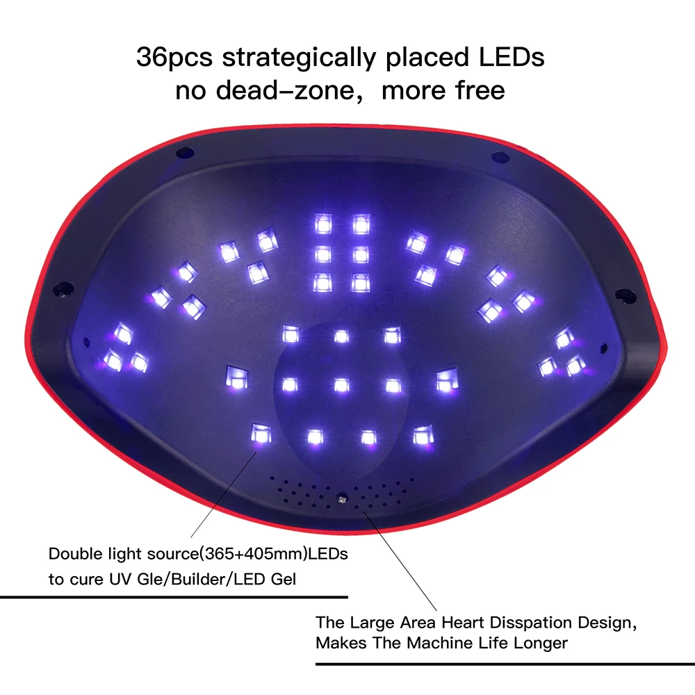 T2 72 Вт Сушилка для ногтей светодиодный светильник 36 шт. светодиодный s двойной руки светильник ногтя лампы для ногтей для отверждения УФ-гель для ногтей с 10/30/60s Timer смарт-лампа для маникюра
