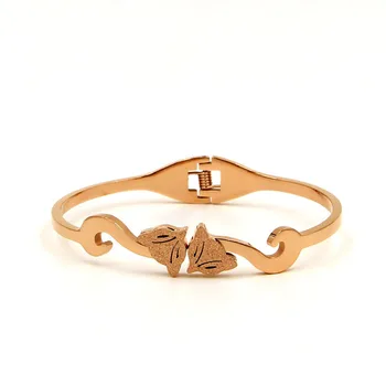 

Frosted Double Fox Spring Open-Ended Bracelet Fashion Girls All-Matching Accessories Titanium Steel Bracelet Gift