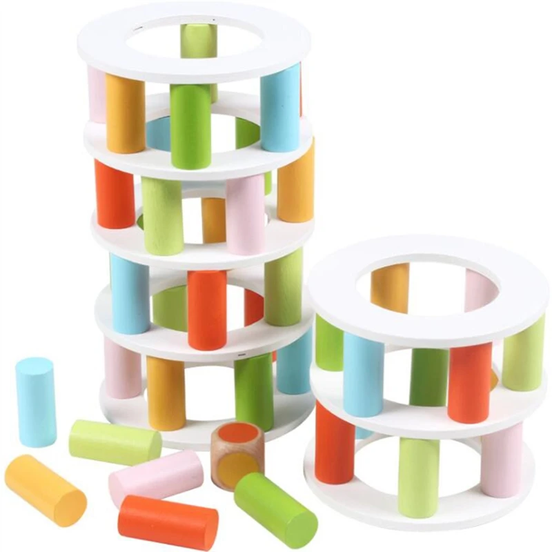 Wooden Tower Toys Wood Stack Building Block Toys Educational Table Game For Children Wooden Toys Ma