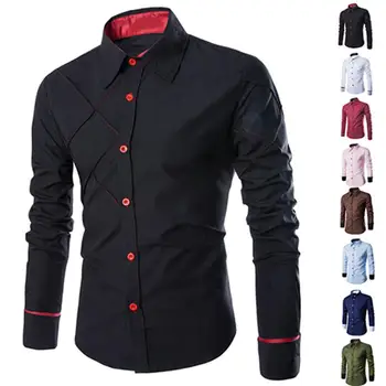 

Men's Casual Business Buttoned Long Sleeve Grid Slim Fits Stylish Dress Shirt Top