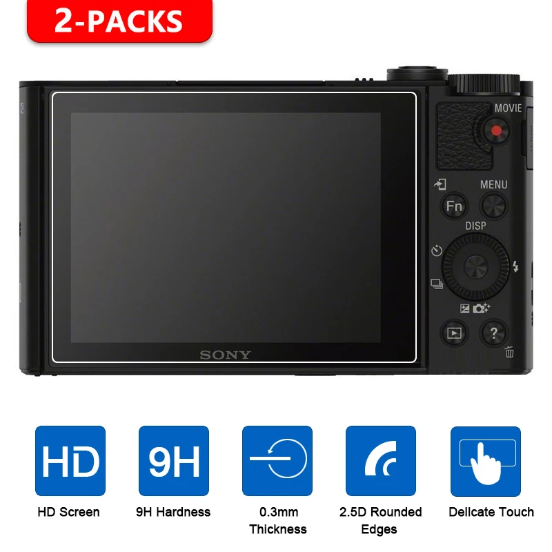 Закаленное стекло для камеры Sony HX90 HX90V HX99 WX500 WX800 WX700 HX80 WX300 WX350 HX400 HX300 HX350 RX1RII 2 шт.