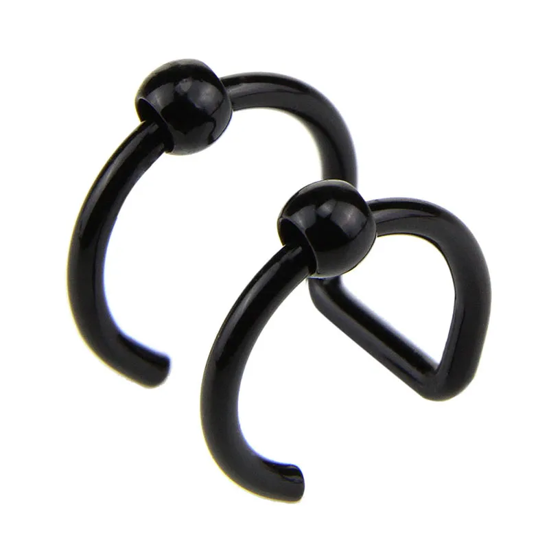 black ball Double 2 шт хряща не пирсинг закрытие кольца нержавеющая сталь поддельные Без Пирсинга Двойной и тройной обруч Ушная клипса Серьги Козелок - Окраска металла: black ball Double