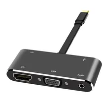 Телефонный конвертер 5 в 1 USB-C к PD+ HD+ VGA+ аудио+ USB3.0 OTG кабель конвертер док-станция для MacBook Air Ноутбуки ПК