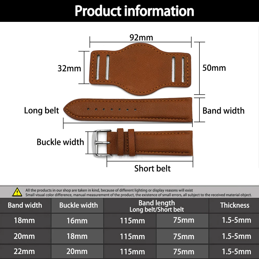 Genuine Leather Watch Strap 18mm 20mm 22mm WristBand With Mat Black Brown Coffee Color Leather Bracelet Men's Watch Accessories